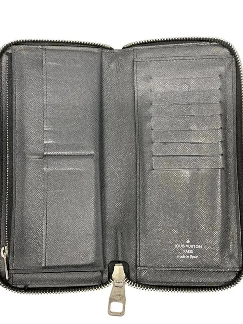 LOUIS VUITTON Zippy Wallet Vertical M32822 Ardoise Taiga Unclear Long Wallet